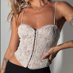 Princess Polly White Lace Corset Top